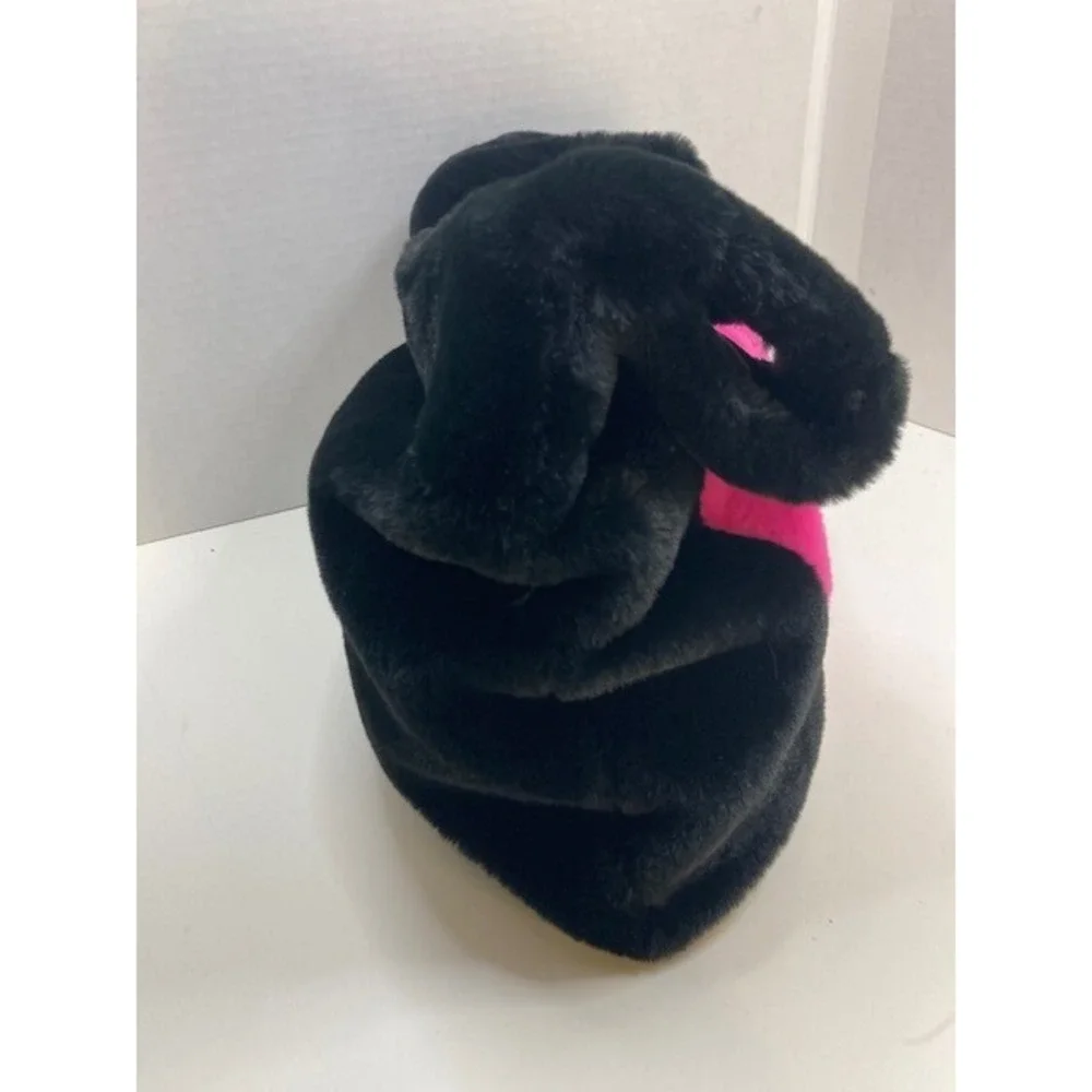 BP Fuzzy Black Purse with Hot Pink Heart Fur Valentine Day‎